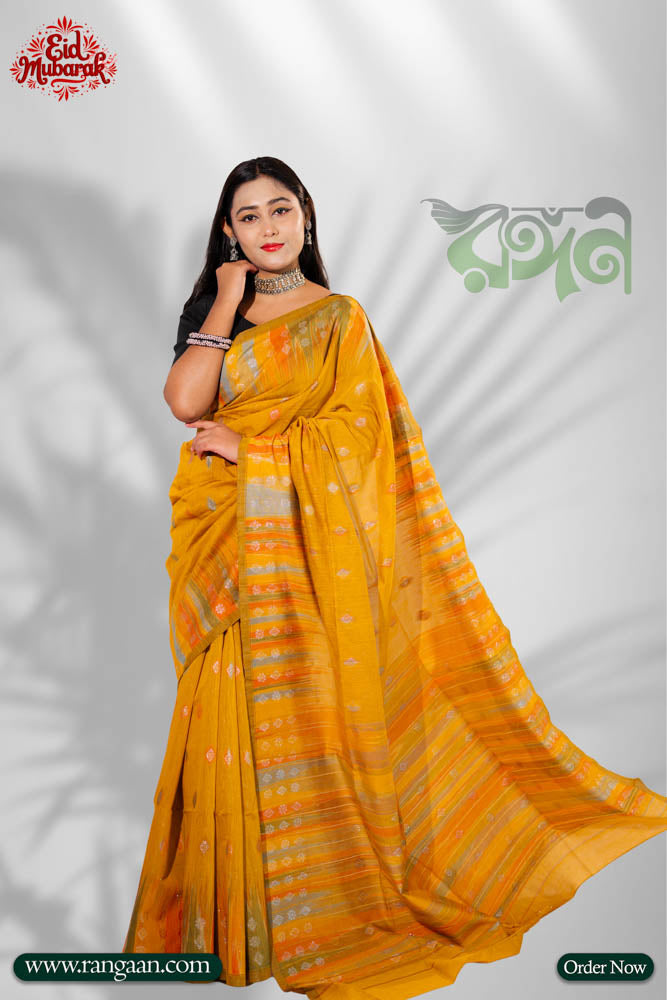 Mustard Yellow Colour Premium Tasar Silk Saree