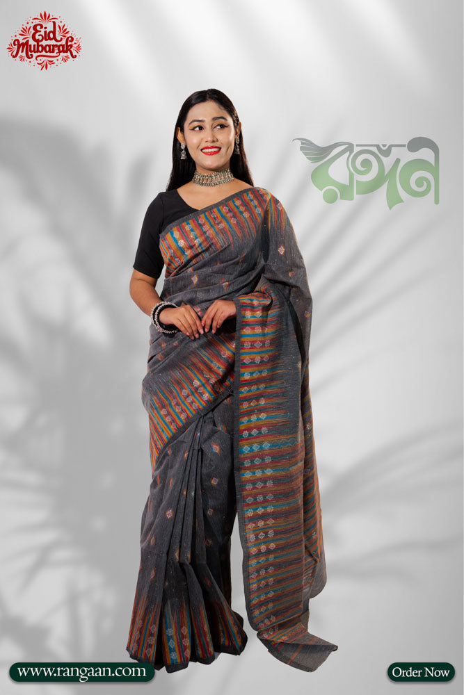 Ash Colour Premium Tasar Silk Saree