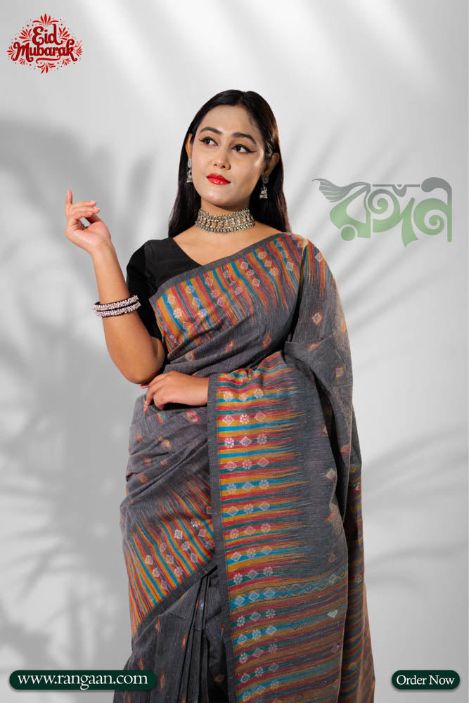 Ash Colour Premium Tasar Silk Saree