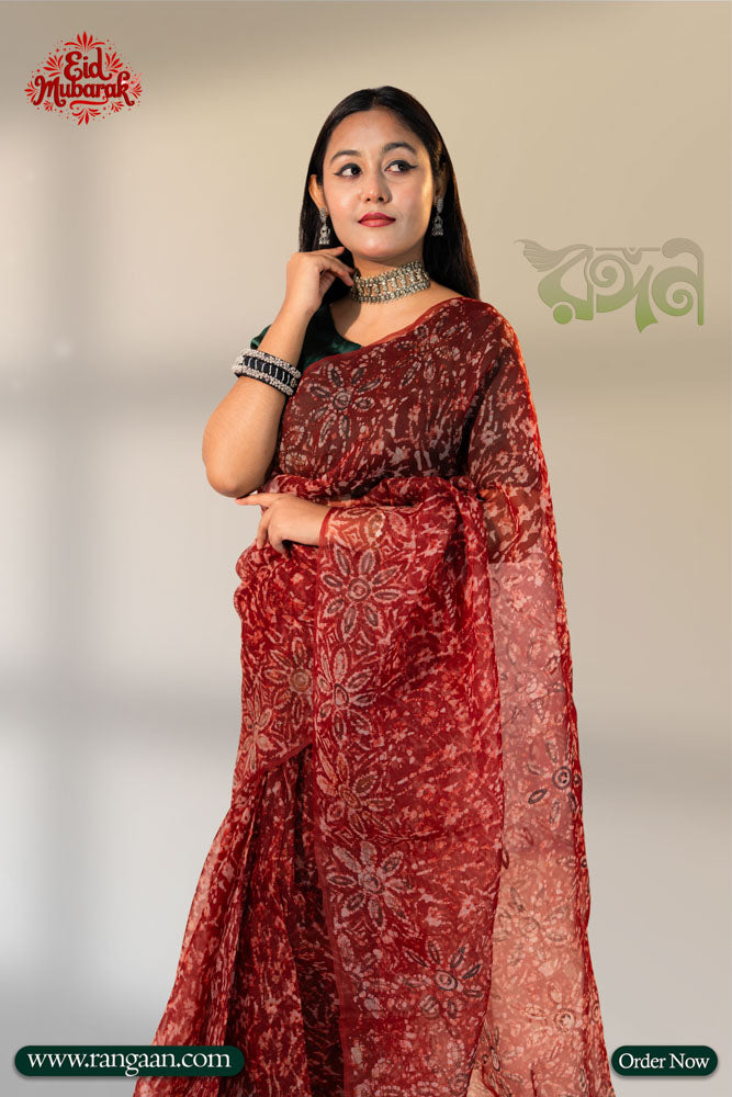 Coffe Colour Pure Reshom Natural Dye Saree