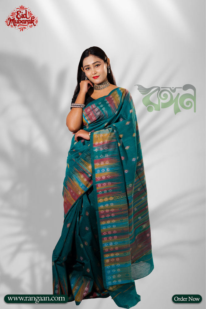 Sea Green Colour Premium Tasar Silk Saree