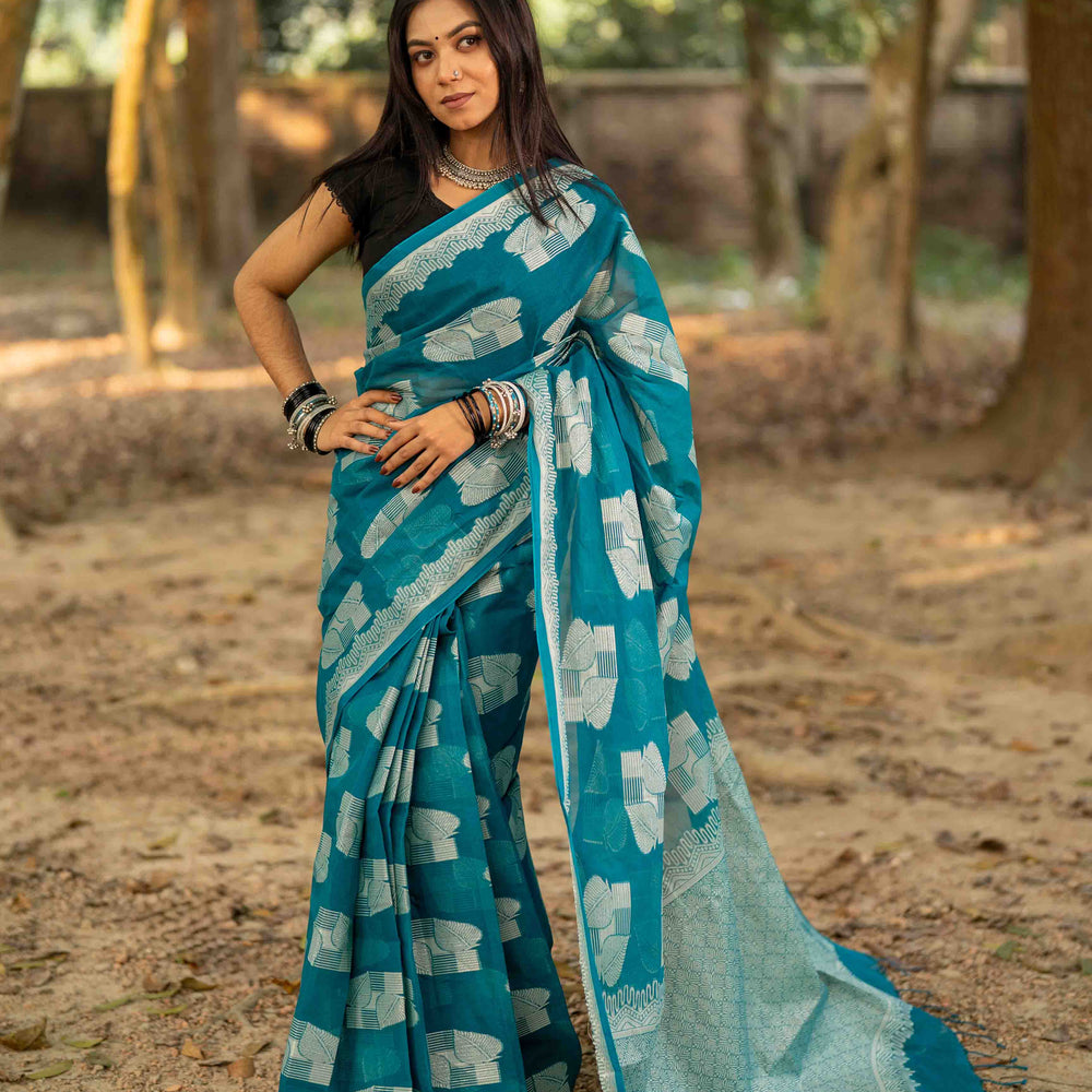 Light Sea Green Inspired Tantuj Saree