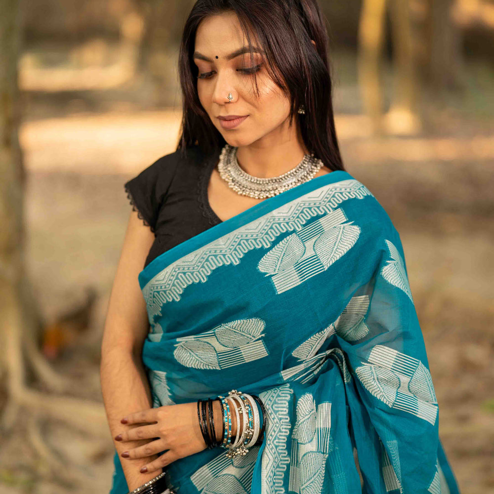 Light Sea Green Inspired Tantuj Saree