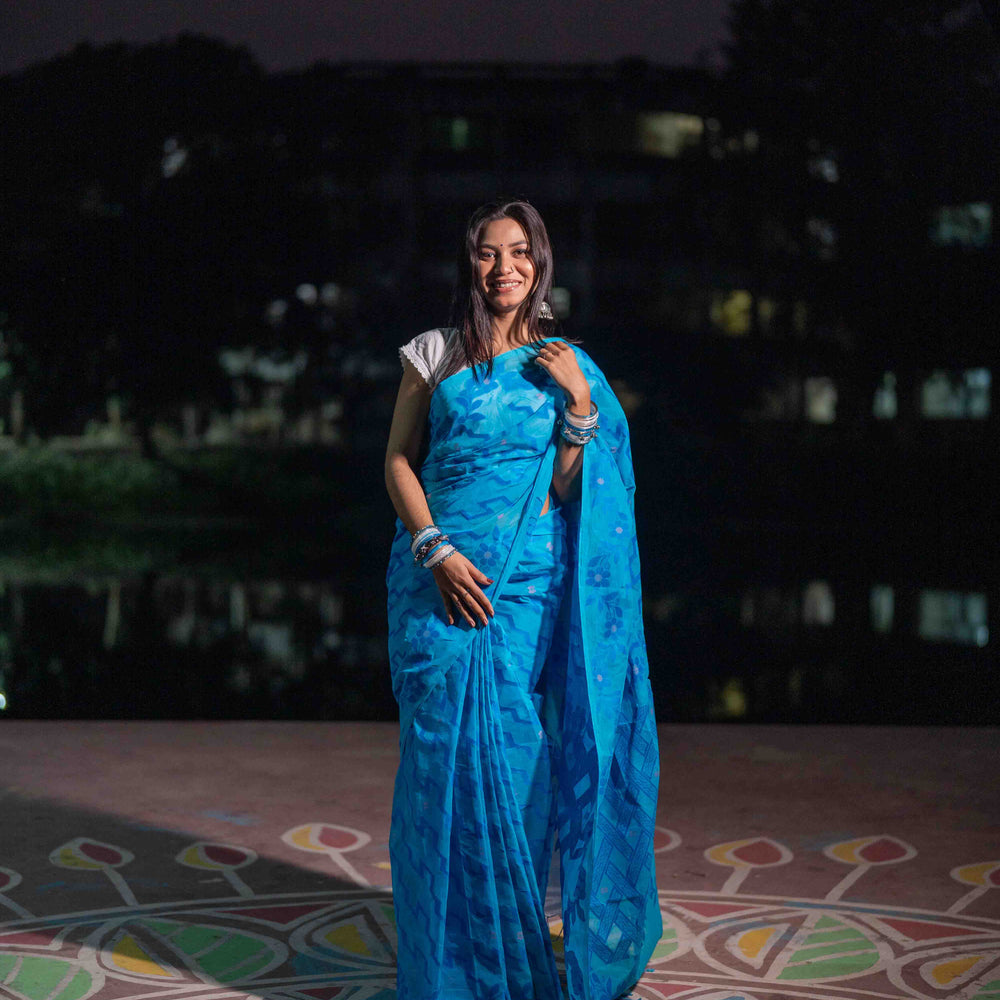 Sky Blue Inspired Tantuj Saree