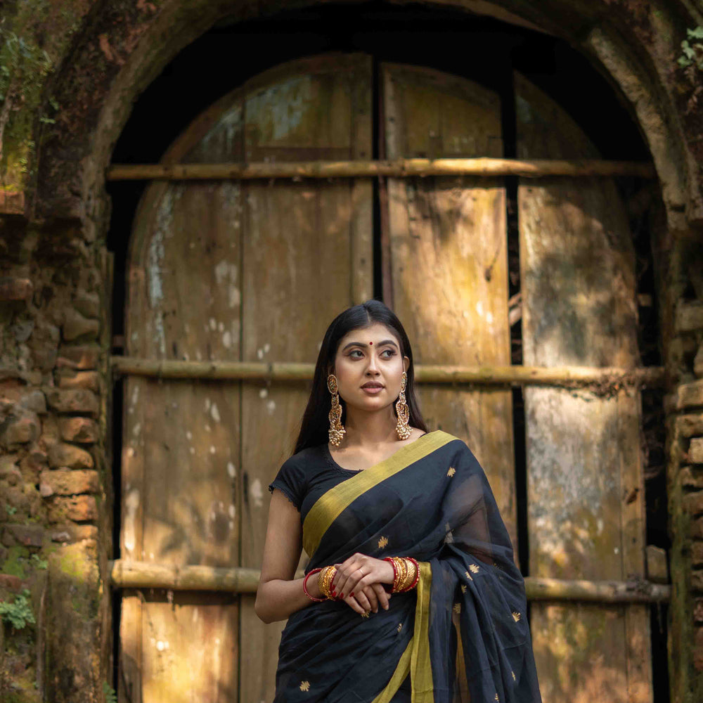 Black Tangail Cotton Saree