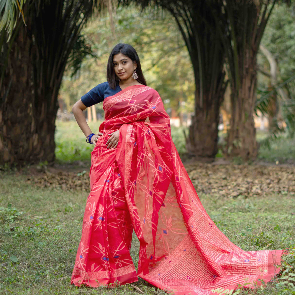 Watermelon Inspired Tantuj Saree
