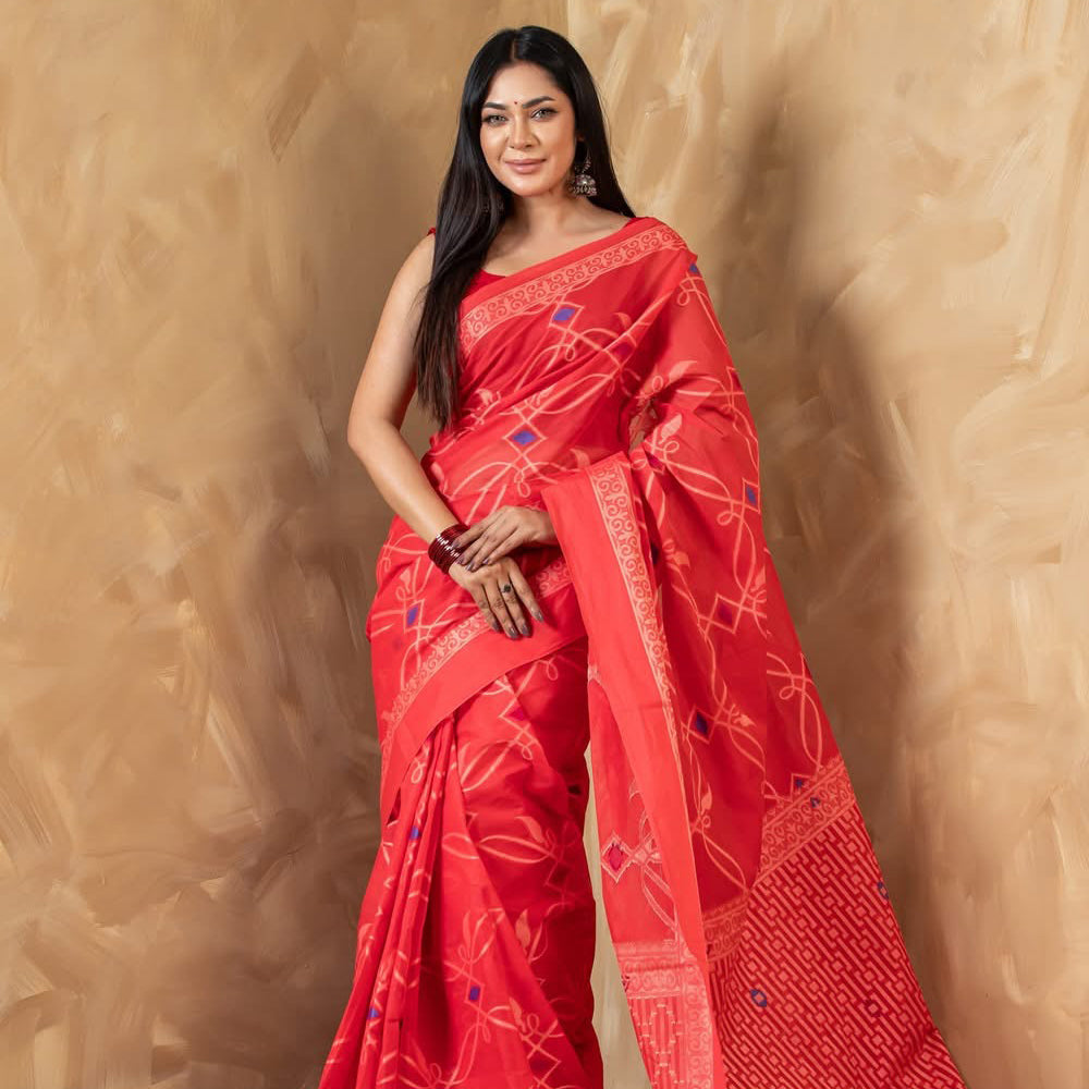 Rani-Gulapi Tantuj Pure Cotton Saree