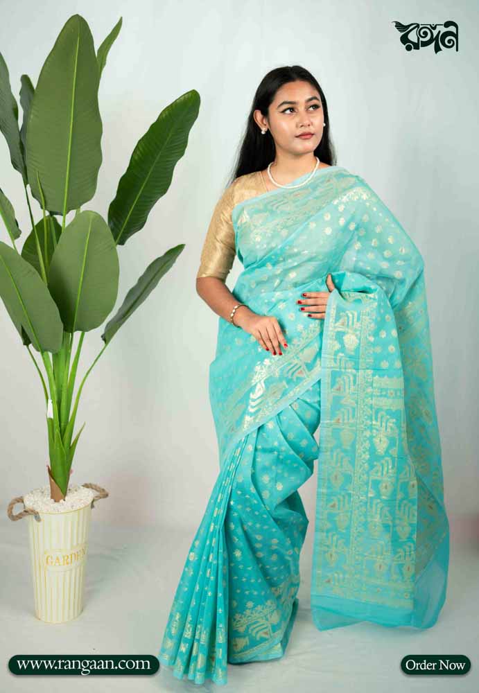 Pest Half-Silk Jamdani Saree