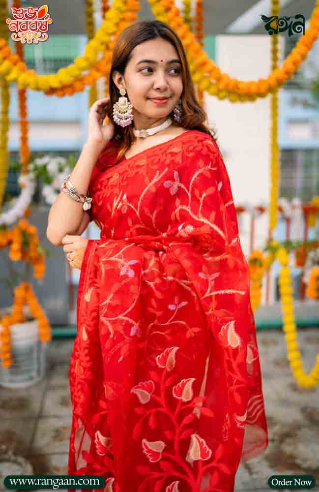 Red Colour Rashom-Silk Premium Saree