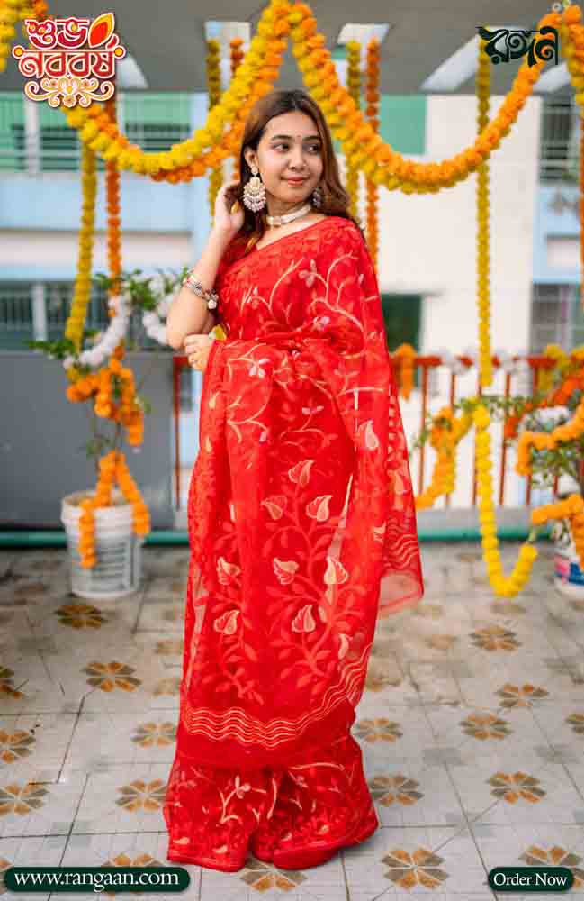Red Colour Rashom-Silk Premium Saree