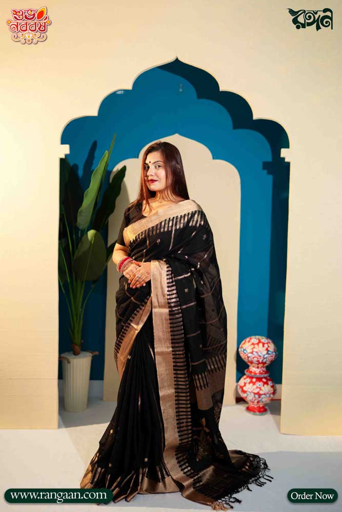 Black Colour Mercerized Cotton Saree