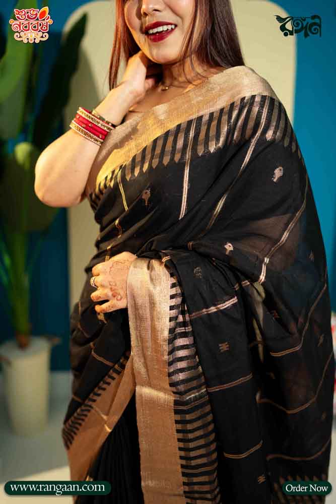 Black Colour Mercerized Cotton Saree