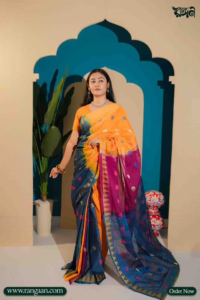 Multi Colour Mercerized Cotton Saree
