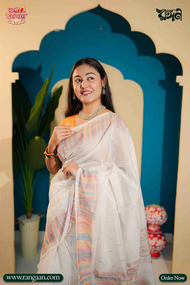 White Colour Tasar Silk Premium Saree