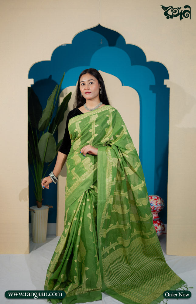 Green Inspired Tantuj Saree
