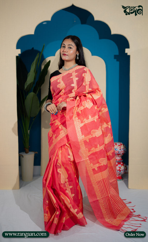 Pink Colour Inspired Tantuj Saree