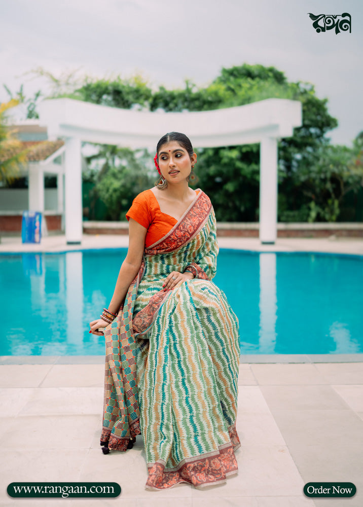 Multi-Colour Soft Silk Digital Print Saree