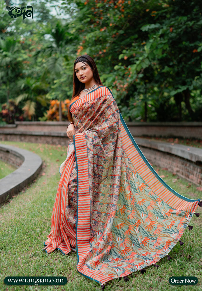 Multi-Colour Soft Silk Digital Print Saree
