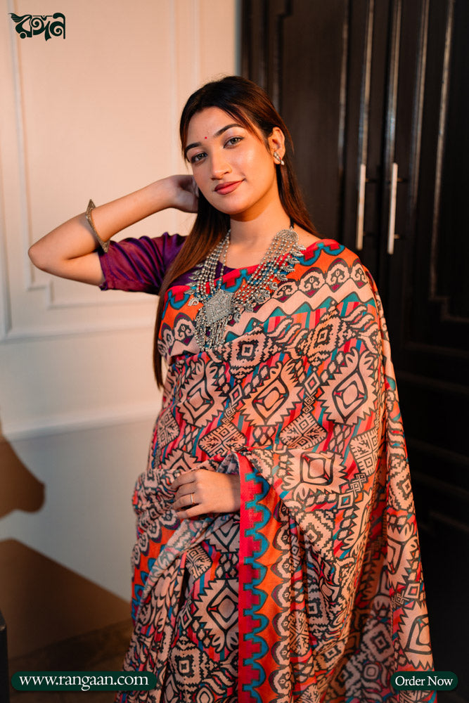 Multi-Colour Soft Silk Digital Print Saree